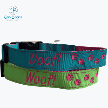 Dog Collar - Mini Paws - Handcrafted - Personalised - 25mm
