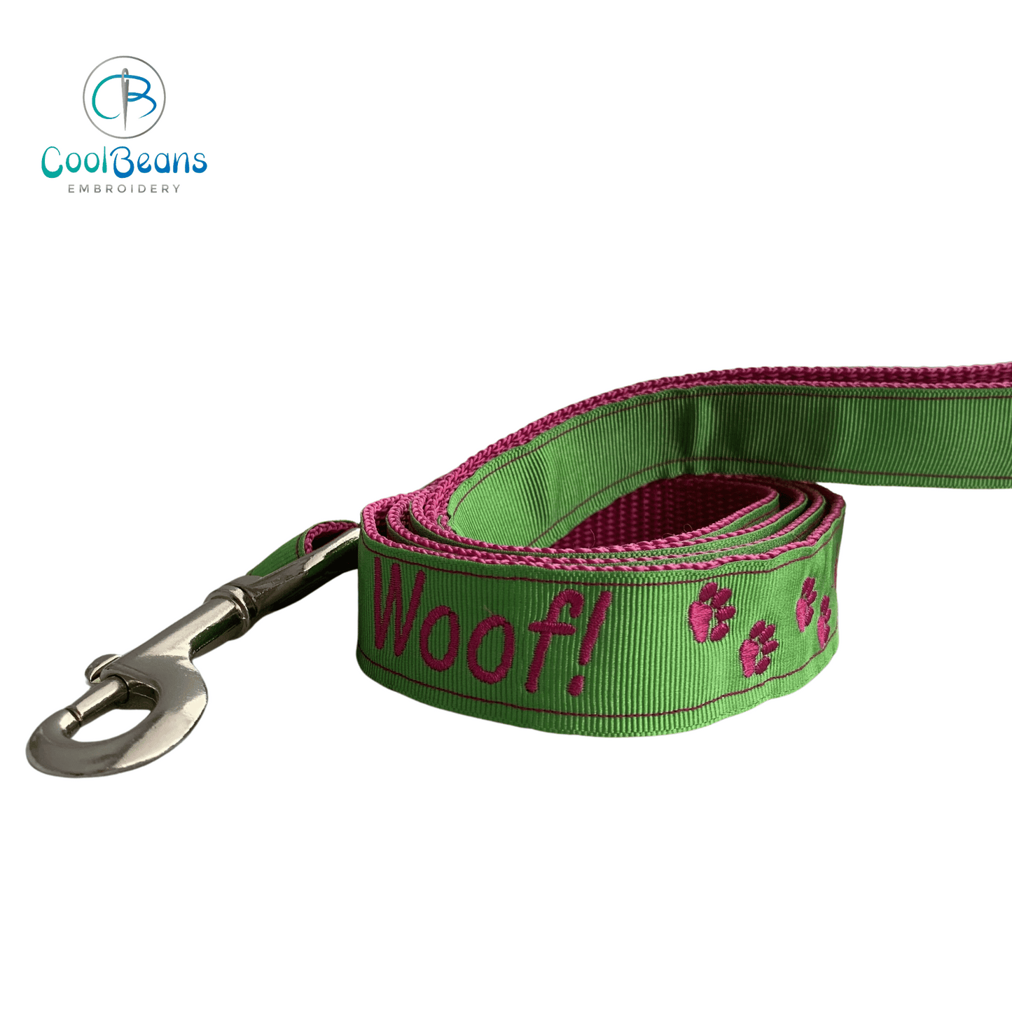 Dog Lead - Paws Woof - Handcrafted - Personalised - 25mm / 120cm Length