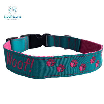 Dog Collar - Mini Paws - Handcrafted - Personalised - 25mm